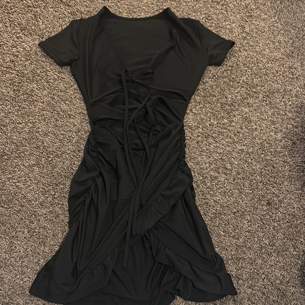 Elegant Black Ruched Dress
